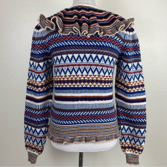 Vintage 70's Patterned Collared Sweater - Picture 2 of 9